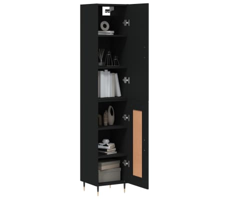 vidaXL Dulap &icirc;nalt, negru, 34,5x34x180 cm, lemn prelucrat