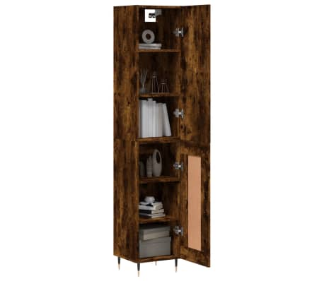 vidaXL Dulap &icirc;nalt, stejar fumuriu, 34,5x34x180 cm, lemn prelucrat