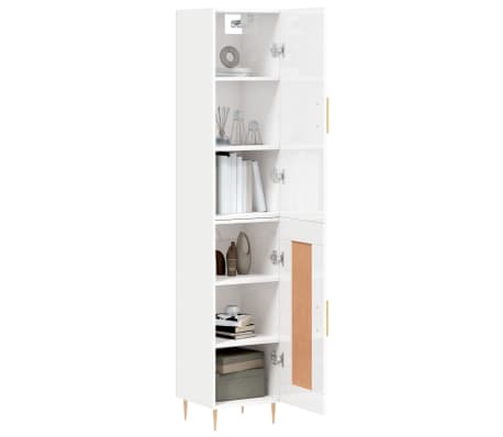 vidaXL Highboard High Gloss White 34.5x34x180 cm Engineered Wood