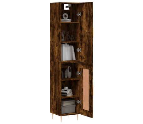vidaXL Buffet haut Ch&ecirc;ne fum&eacute; 34,5x34x180 cm Bois d'ing&eacute;nierie