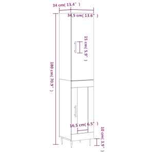 Skříň highboard šedá sonoma 34,5 x 34 x 180 cm kompozitní dřevo - obrázek 13