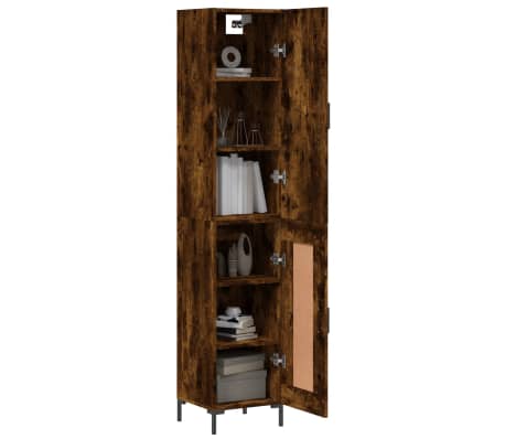 vidaXL Hoge kast 34,5x34x180 cm bewerkt hout gerookt eikenkleurig