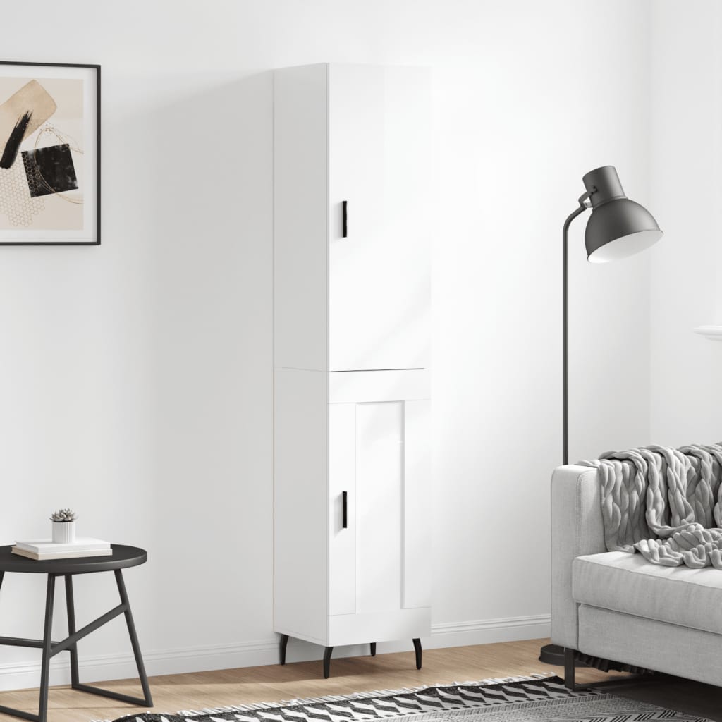 Skříň highboard bílá s vysokým leskem 34,5x34x180 cm kompozit