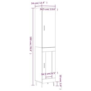 Skříň highboard kouřový dub 34,5 x 34 x 180 cm kompozitní dřevo - obrázek 13