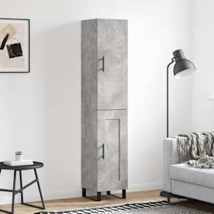 Visoka omara betonsko siva 34,5x34x180 cm inženirski les