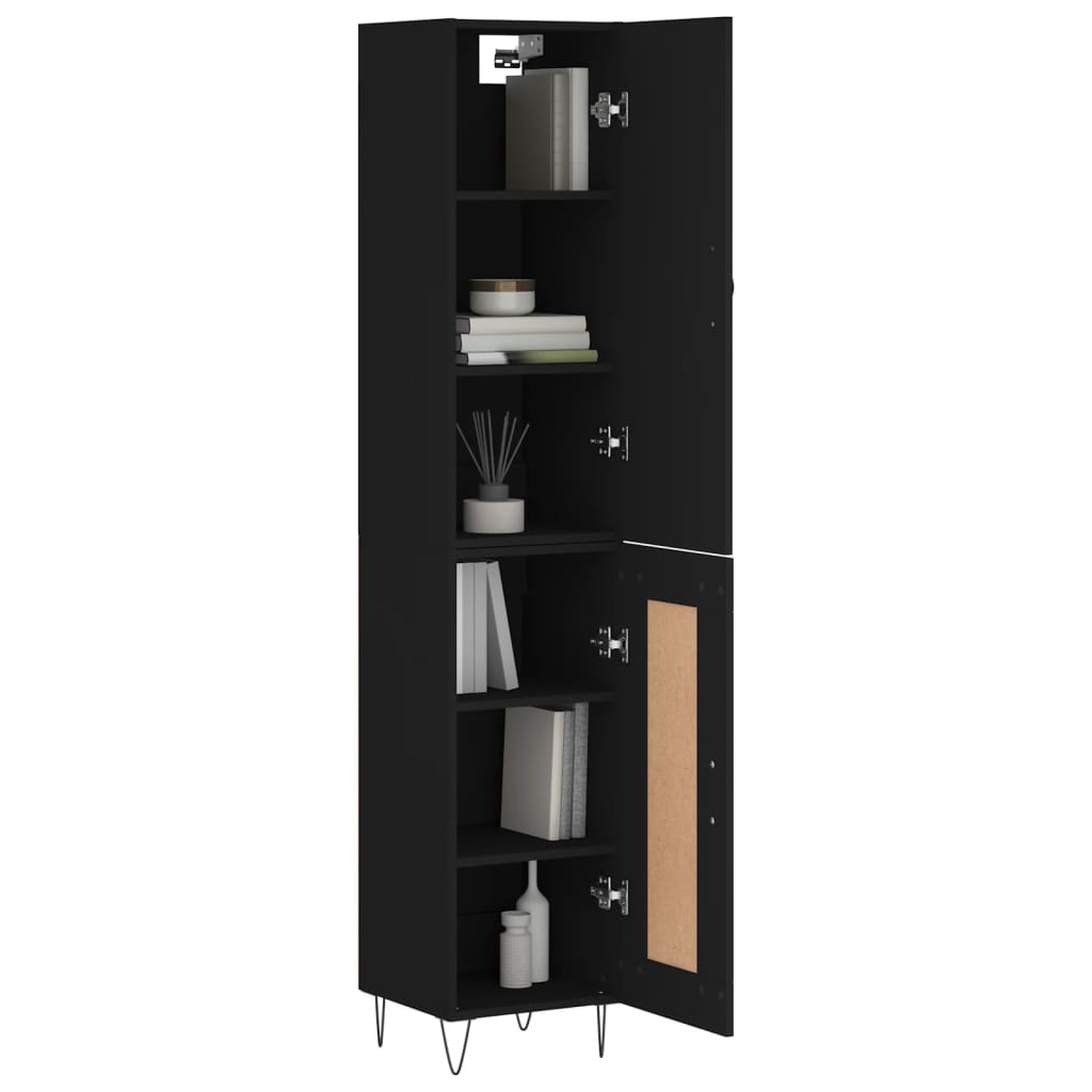 vidaXL Highboard Black 34.5x34x180 cm Engineered Wood