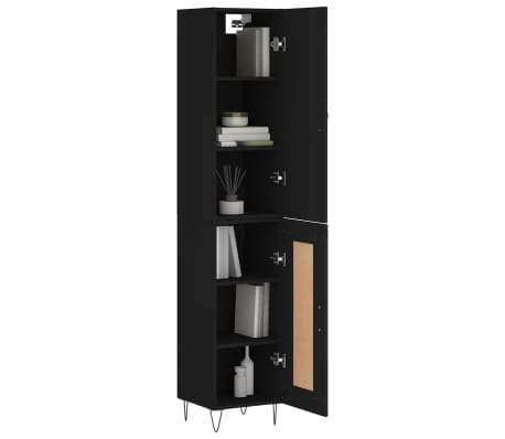 vidaXL Highboard Black 34.5x34x180 cm Engineered Wood