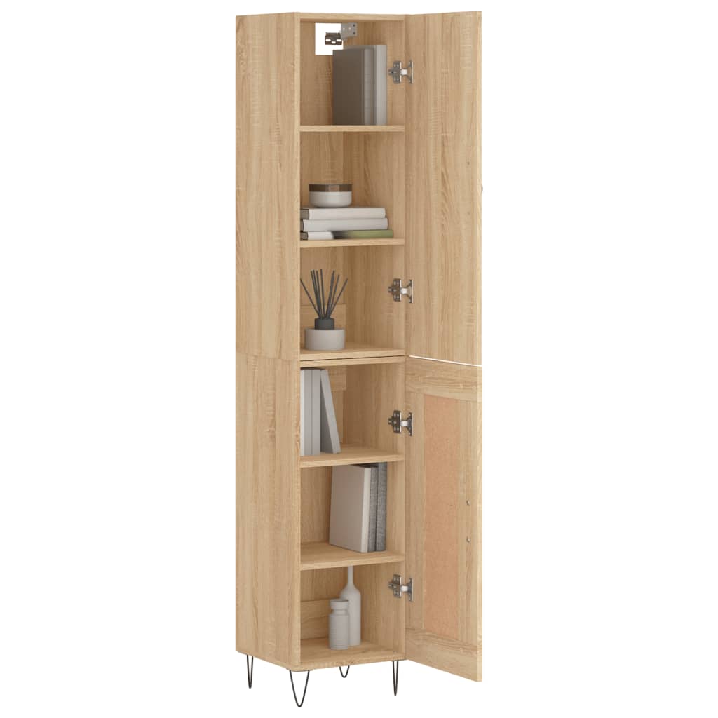vidaXL Hoge kast 34,5x34x180 cm bewerkt hout sonoma eikenkleurig