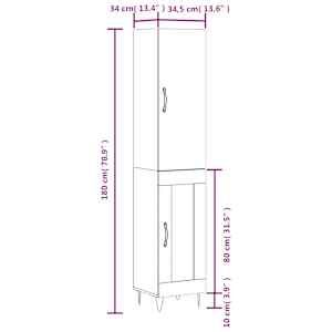 Skříň highboard dub sonoma 34,5 x 34 x 180 cm kompozitní dřevo - obrázek 13