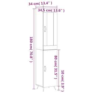 Skříň highboard černá 34,5 x 34 x 180 cm kompozitní dřevo - obrázek 13