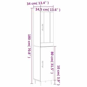 Skříň highboard kouřový dub 34,5 x 34 x 180 cm kompozitní dřevo - obrázek 13