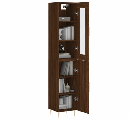 vidaXL Highboard Brown Oak 34.5x34x180 cm Engineered Wood