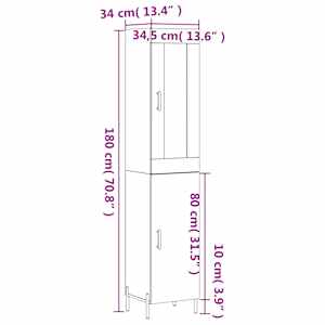 Skříň highboard betonově šedá 34,5x34x180 cm kompozitní dřevo - obrázek 13