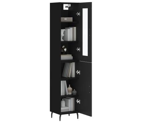 vidaXL Highboard Black 34.5x34x180 cm Engineered Wood