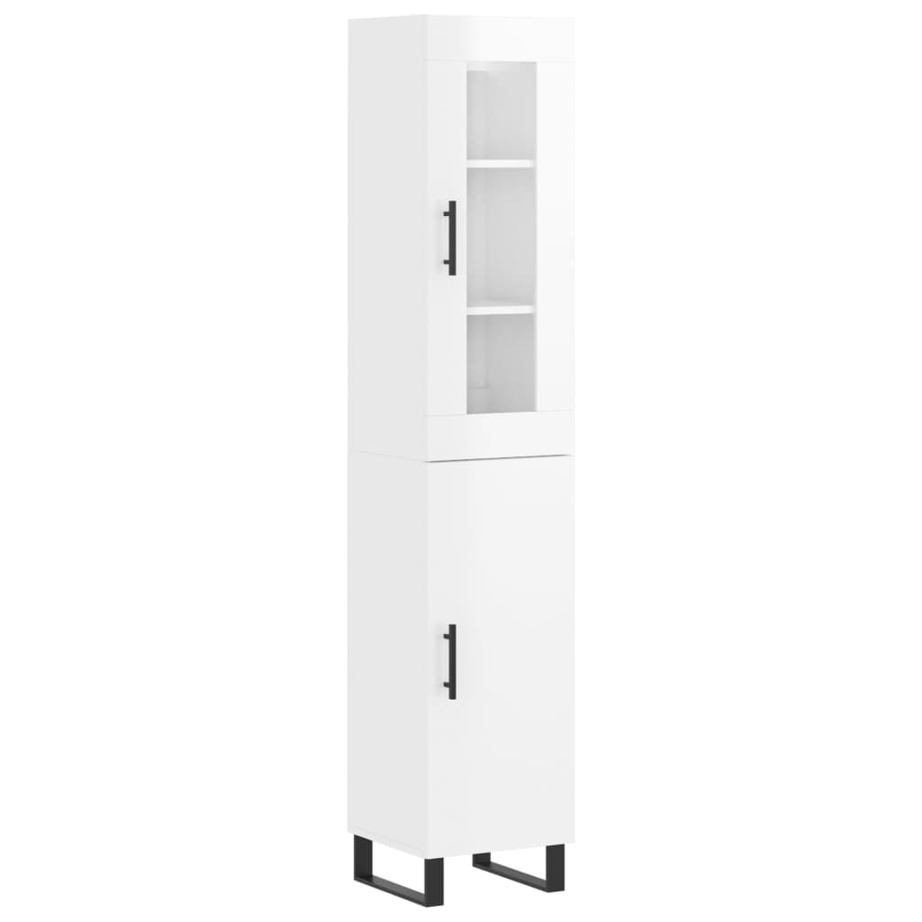 vidaXL Skříň highboard bílá s vysokým leskem 34,5x34x180 cm kompozit