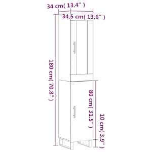 Skříň highboard šedá sonoma 34,5 x 34 x 180 cm kompozitní dřevo - obrázek 13