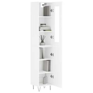 vidaXL Ντουλάπι Γυαλ. Λευκό 34,5 x 34 x 180 εκ. από Επεξεργασμένο Ξύλο