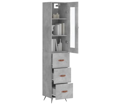 vidaXL Highboard Concrete Grey 34.5x34x180 cm Engineered Wood