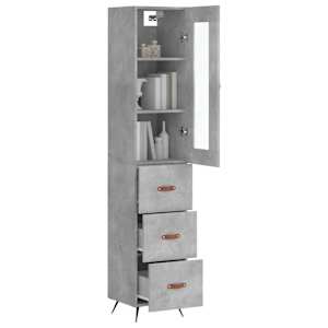 vidaXL Highboard Concrete Grey 34.5x34x180 cm Engineered Wood