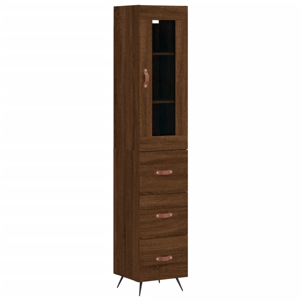 vidaXL Hoge kast 34,5x34x180 cm bewerkt hout bruin eikenkleur