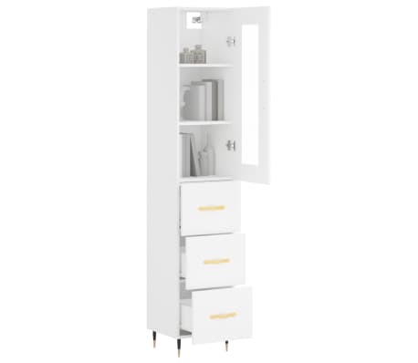 vidaXL Highboard White 34.5x34x180 cm Engineered Wood
