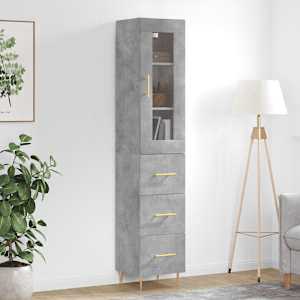 Visoka omara betonsko siva 34,5x34x180 cm inženirski les