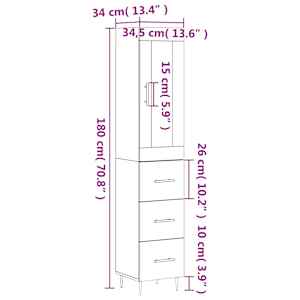 Skříň highboard šedá sonoma 34,5 x 34 x 180 cm kompozitní dřevo - obrázek 14