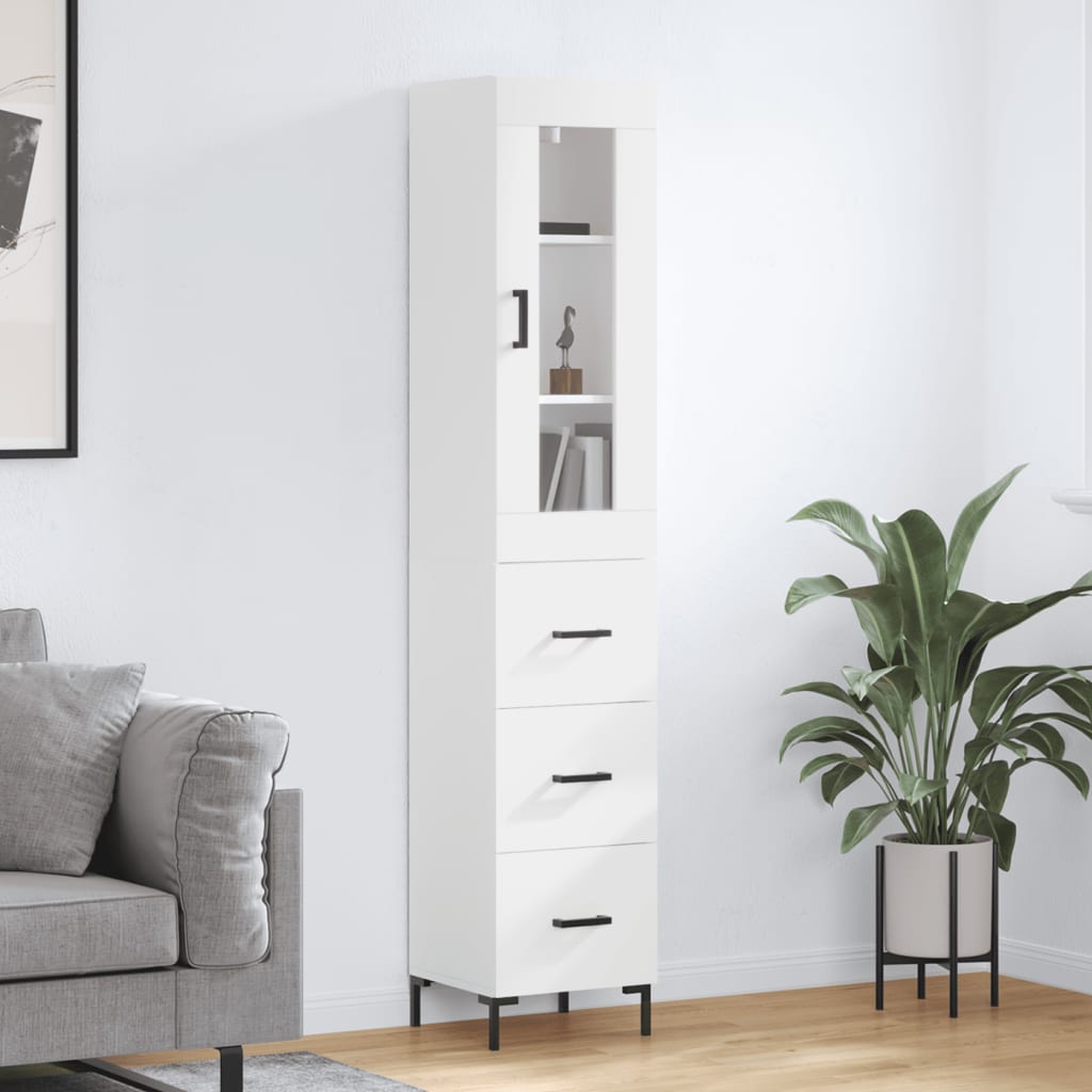 Skříň highboard bílá 34,5 x 34 x 180 cm kompozitní dřevo