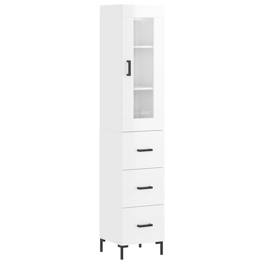 vidaXL Skříň highboard bílá s vysokým leskem 34,5x34x180 cm kompozit