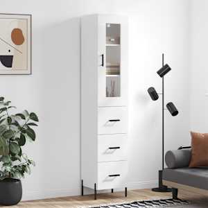 Skříň highboard bílá 34,5 x 34 x 180 cm kompozitní dřevo - obrázek 1