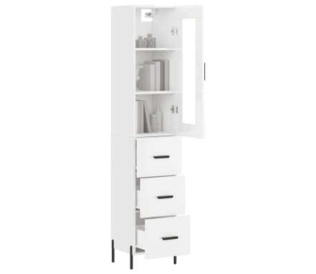 vidaXL Ντουλάπι Γυαλ. Λευκό 34,5 x 34 x 180 εκ. από Επεξεργασμένο Ξύλο
