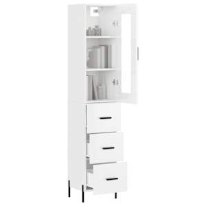 vidaXL Ντουλάπι Γυαλ. Λευκό 34,5 x 34 x 180 εκ. από Επεξεργασμένο Ξύλο