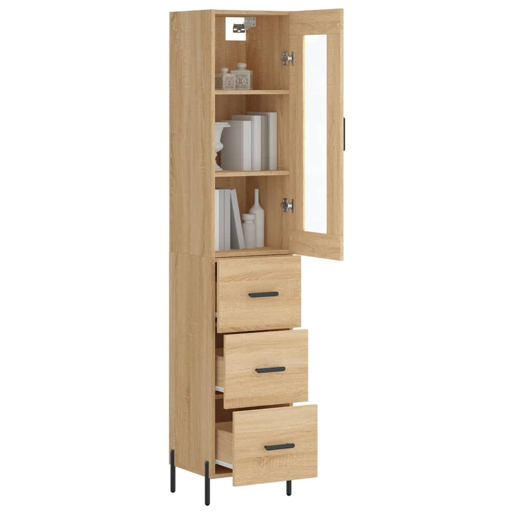 vidaXL Highboard Sonoma-Eiche 34,5x34x180 cm Holzwerkstoff