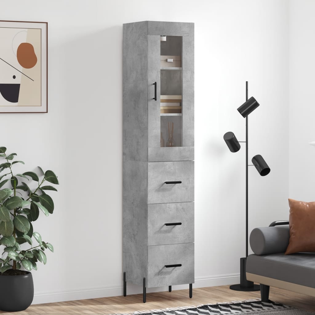 Skříň highboard betonově šedá 34,5x34x180 cm kompozitní dřevo