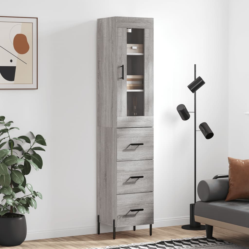 Skříň highboard šedá sonoma 34,5 x 34 x 180 cm kompozitní dřevo