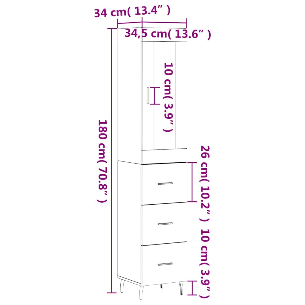 Skříň highboard bílá 34,5 x 34 x 180 cm kompozitní dřevo - obrázek 14