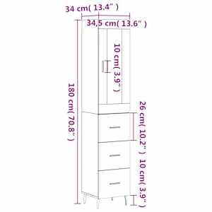 Skříň highboard betonově šedá 34,5x34x180 cm kompozitní dřevo - obrázek 14