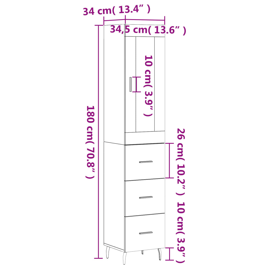 Skříň highboard šedá sonoma 34,5 x 34 x 180 cm kompozitní dřevo - obrázek 14