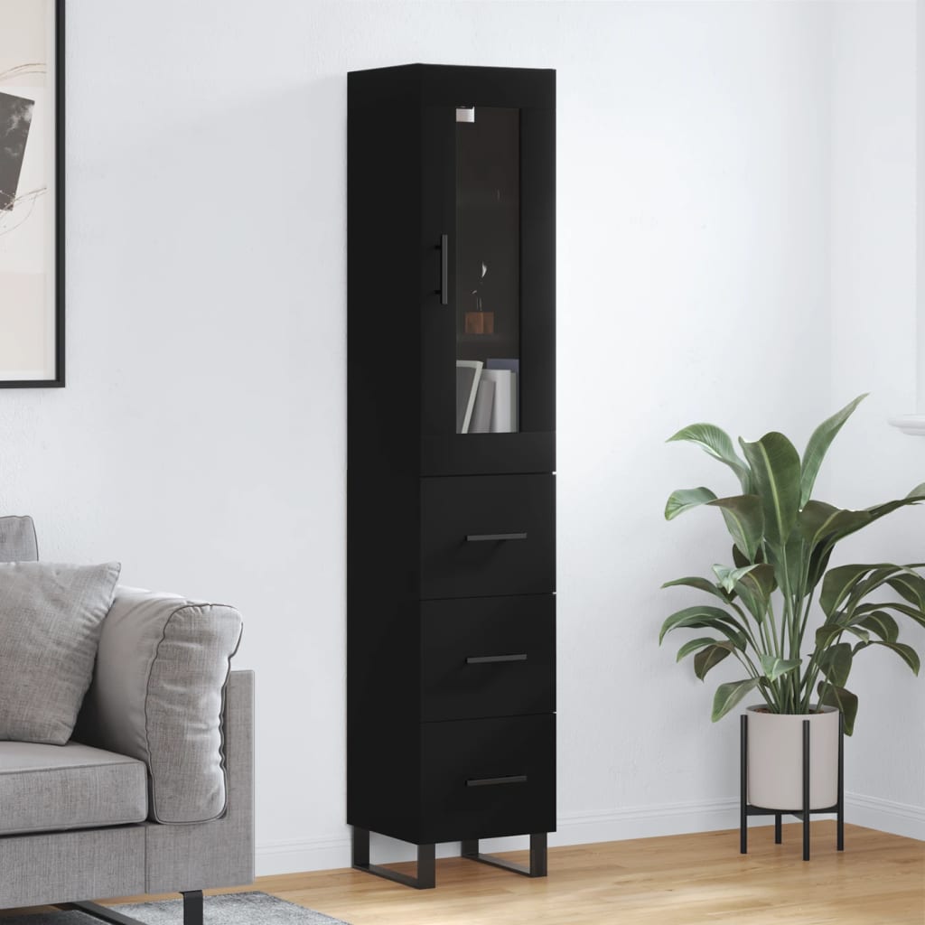 Skříň highboard černá 34,5 x 34 x 180 cm kompozitní dřevo