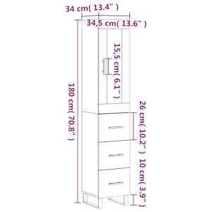 Skříň highboard šedá sonoma 34,5 x 34 x 180 cm kompozitní dřevo - obrázek 14