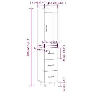 Skříň highboard bílá 34,5 x 34 x 180 cm kompozitní dřevo - obrázek 14