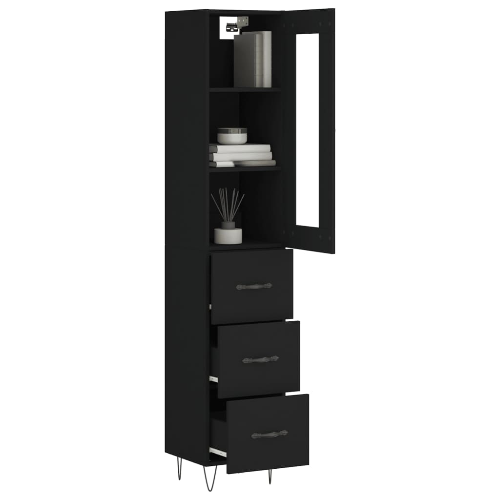 vidaXL Skříň highboard černá 34,5 x 34 x 180 cm kompozitní dřevo