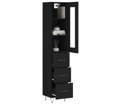 vidaXL Highboard Schwarz 34,5x34x180 cm Holzwerkstoff