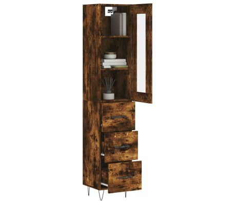 vidaXL Dulap &icirc;nalt, stejar fumuriu, 34,5x34x180 cm, lemn prelucrat