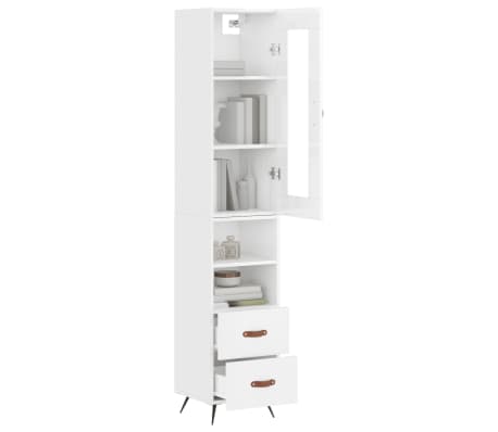 vidaXL magasf&eacute;nyű feh&eacute;r szerelt fa magasszekr&eacute;ny 34,5 x 34 x 180 cm