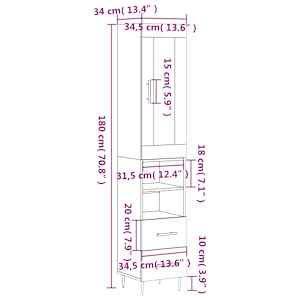 Skříň highboard kouřový dub 34,5 x 34 x 180 cm kompozitní dřevo - obrázek 14