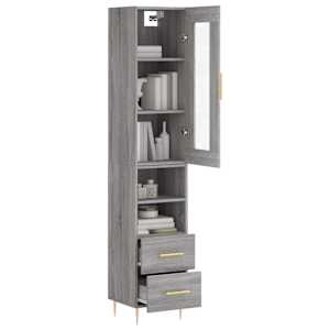 vidaXL Buffet haut Sonoma gris 34,5x34x180 cm Bois d'ing&eacute;nierie