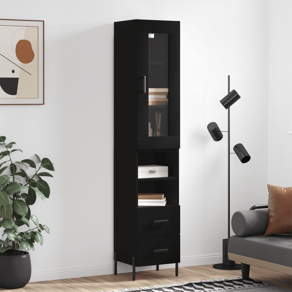 Skříň highboard černá 34,5 x 34 x 180 cm kompozitní dřevo