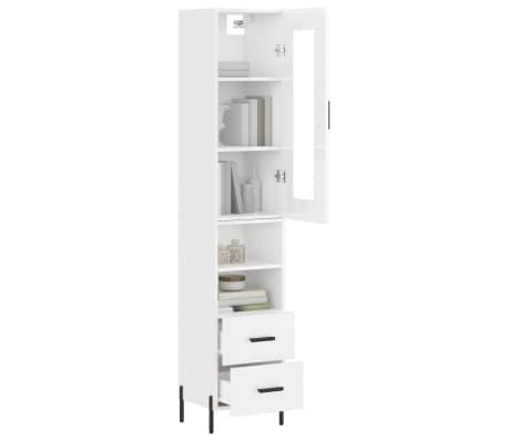 vidaXL Ντουλάπι Γυαλ. Λευκό 34,5 x 34 x 180 εκ. από Επεξεργασμένο Ξύλο
