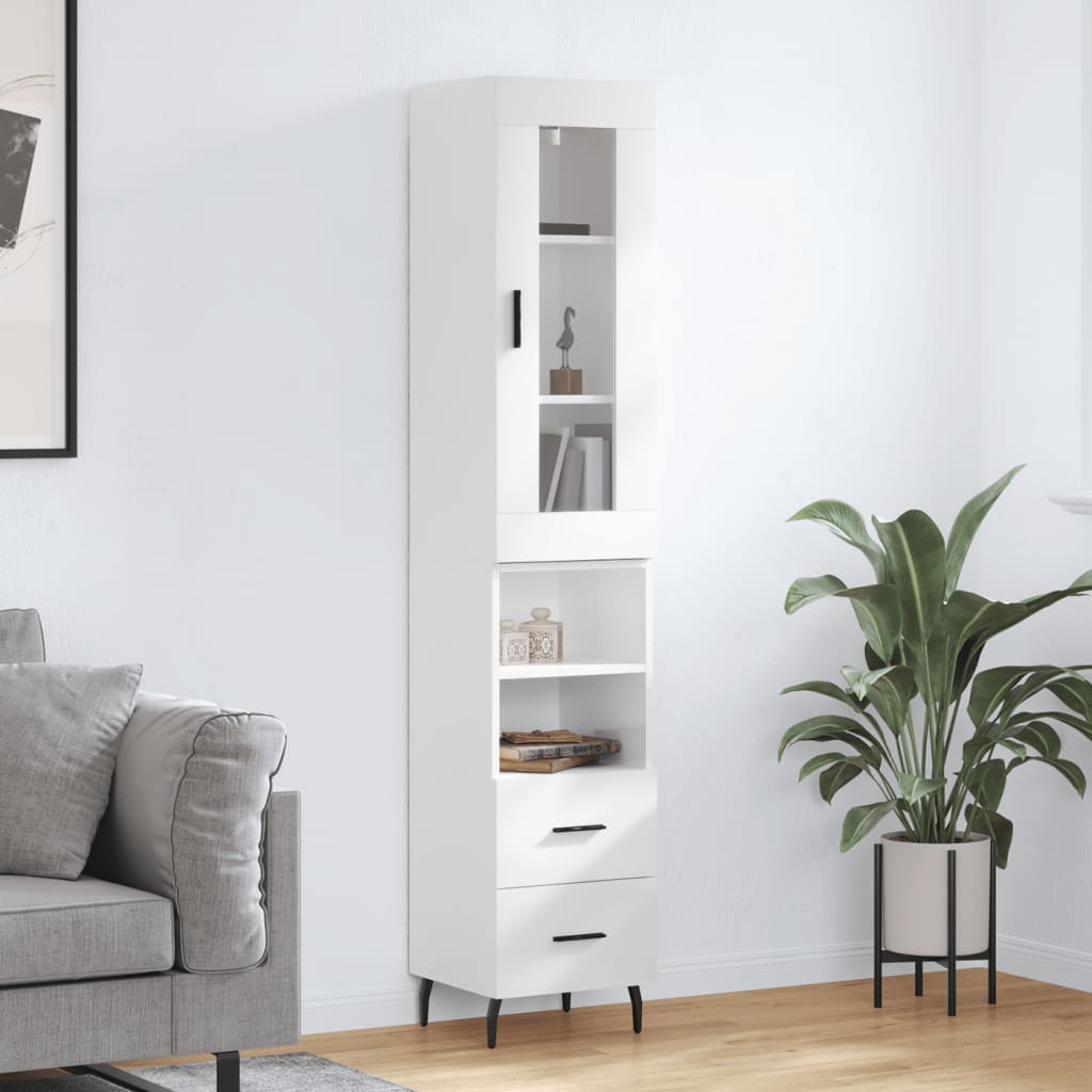 Skříň highboard bílá s vysokým leskem 34,5x34x180 cm kompozit